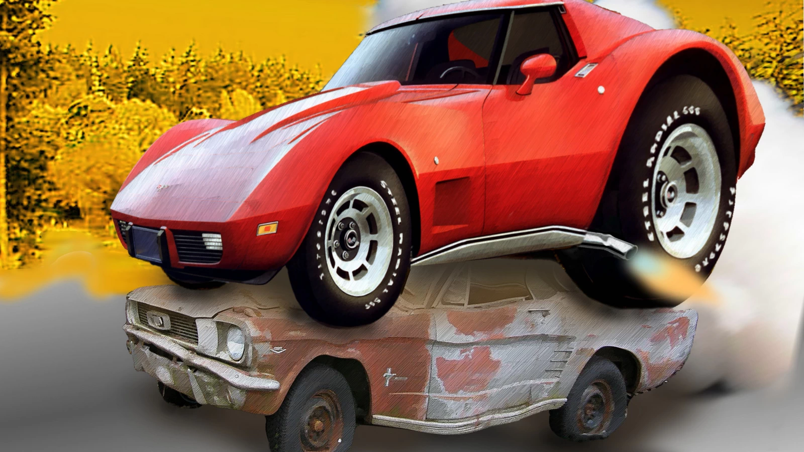 Click to Enlarge-Esc to Close Corvette Generations/C3/C3 1977 Mustang Crunch.webp
